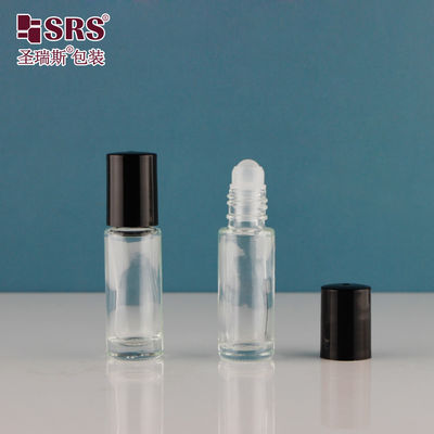 comprar 4ml 5ml 8ml 10ml Negro de color sólido con tapa de tornillo de pared de vidrio en rollo en botella de aceite de perfume de bola de PP Fabricación en línea