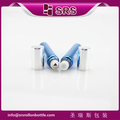 comprar Botella enrollable de vidrio SRS de 10 ml de color azul con tapa de aluminio plateado Fabricación en línea