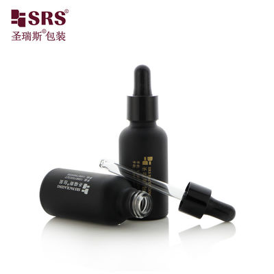 comprar D001-50ml Etiqueta personalizable Botella goteadora vacía Diseño de revestimiento mate negro para cuidado personal Productos para el cuidado de la piel con servicio de logotipo de estampado de papel caliente de oro Fabricación en línea