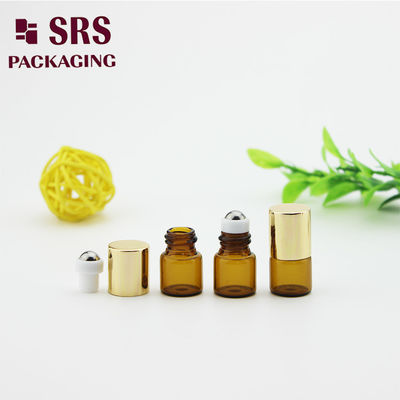 comprar SRS vacía la botella de bola de vidrio ámbar de 1 ml con tapa de aluminio dorado Fabricación en línea