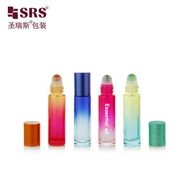 comprar BLPM-10ml Botella de vidrio de rodillo de color con tapa de vidrio y plástico Opción con bola de piedra preciosa para fragancias Fabricación en línea