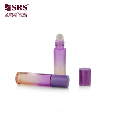 comprar BLPM-10ml Botellas de vidrio de rollo de color púrpura lindos cilindrico redondo de 21 mm de diámetro Vial con tapa de aluminio para aceites perfumados Fabricación en línea
