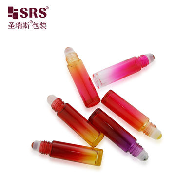 comprar BLPM-10ml Vial de vidrio de color rojo caliente de color magenta en rollo en el recipiente con tapa de metal Bola de acero para aceite esencial Fabricación en línea