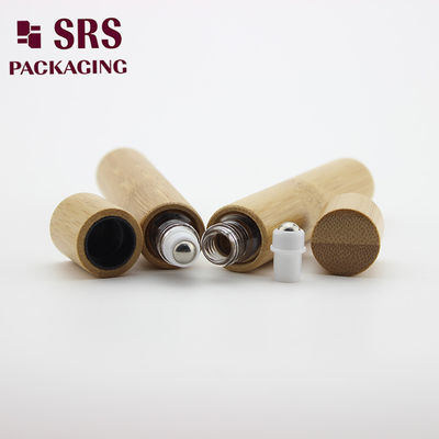 comprar Botella de perfume vacía con roll-on de vidrio y bambú color natural de 10 ml Fabricación en línea