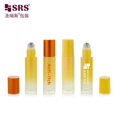 comprar BLPM-10ml Botella de vidrio moldeado con color amarillo de gradiente mate Personalización Muestra gratuita con bola de acero para perfumes Fabricación en línea