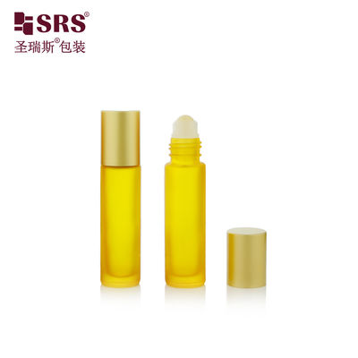 comprar Botella de vidrio con rodillo de acero inoxidable BLPM-10ml de pared gruesa para esencia de cuidado de la piel con tapa dorada mate para perfume perfumado Fabricación en línea