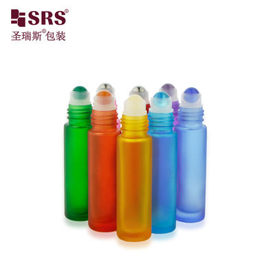 comprar BLPM-10ml personalizable de múltiples colores de pared gruesa moldeado con esmalte verde vial de vidrio botella de rodillo para aplicaciones de aceite cosmético y perfumado con bola de piedra preciosa Fabricación en línea