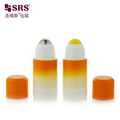comprar RPPE ((P) -50ML Gradiente vacío naranja blanco de diseño personalizado Rollo en botella fabricado con impresión de logotipo Bola hueca amarilla para aplicar gel de soothin Fabricación en línea