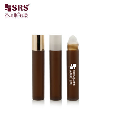 comprar Botella roll-on vacía con acabado mate esmerilado de 20 ml de RPP P duradero, color marrón café, con tapa dorada de rosca para envasado de cuidado ocular Fabricación en línea