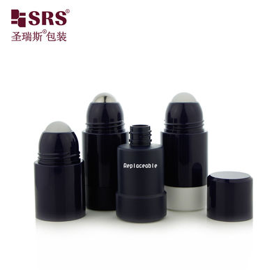comprar RPPE-50 ml Antiperspirante negro vacío rollo recargable en botella hecho de material plástico PP PCR Fabricación en línea