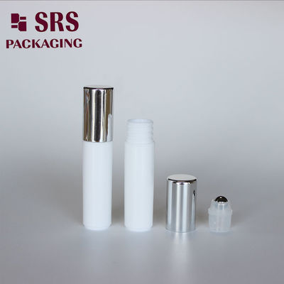 comprar Botella de bola rodante de plástico blanco SRS vacía de 5 ml con tapa plateada Fabricación en línea