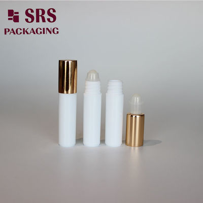 comprar SRS vacía la botella plástica blanca del rodillo del cosmético 5ml con la tapa de aluminio dorada Fabricación en línea