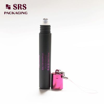 comprar Botellas de bola rodante de plástico cosmético vacías SRS color negro de 8 ml con gancho Fabricación en línea