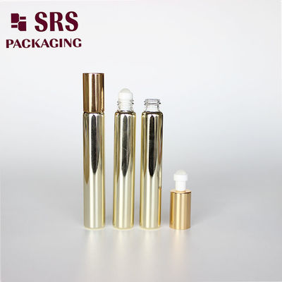 comprar Frasco de perfume de cristal dorado cosmético SRS de 10 ml con bola de rodillo de cristal Fabricación en línea