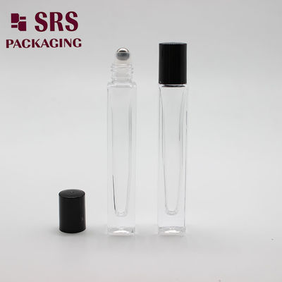 comprar Botella roll-on de vidrio SRS cosmética cuadrada transparente de pared gruesa de 10 ml Fabricación en línea