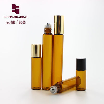 comprar Botella de vidrio con roll-on para perfume ámbar vacía de 3 ml, 5 ml y 10 ml con bola rodante de metal Fabricación en línea