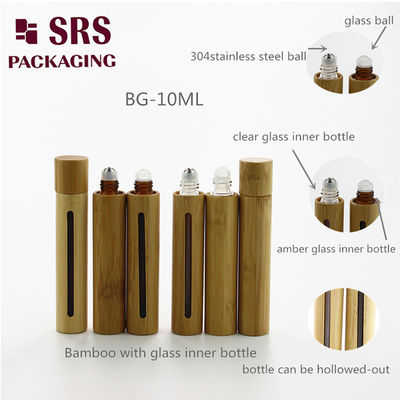 comprar Botella de vidrio roll-on para cosméticos de bambú real SRS, perfume, 8 ml, 10 ml, 15 ml Fabricación en línea