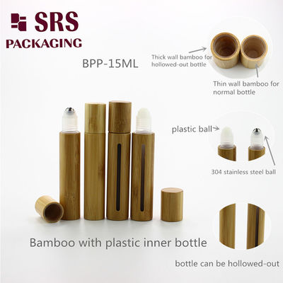 comprar SRS Botella de rodillo de plástico de bambú real cosmético vacío 5ml 8ml 10ml 15ml Fabricación en línea