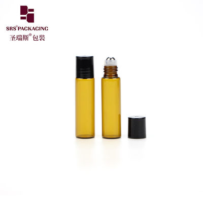comprar Botella de rodillo de vidrio de pared delgada cosmética mini, color ámbar vacío, 5 ml Fabricación en línea