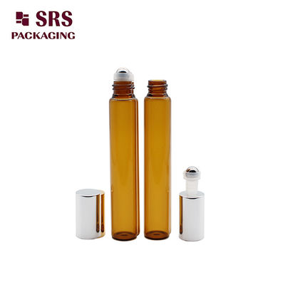 comprar Botella de bola rodante de vidrio ámbar para perfume vacía de 10 ml con tapa de aluminio Fabricación en línea