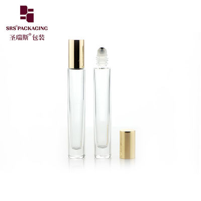 comprar GB1 Botella de vidrio en rodillo de aceite esencial cilíndrico vacío de 10 ml con tapa metálica de oro y plata Fabricación en línea
