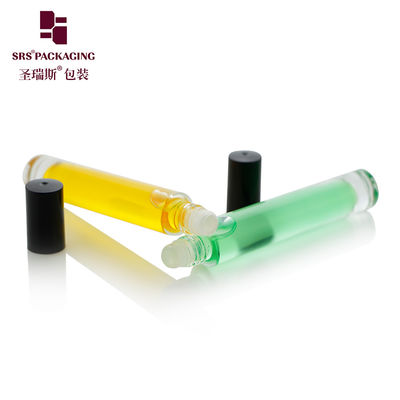 comprar Botella de vidrio vacía con rodillo de 10 ml GB1-Tapa de plástico negro para aceite esencial y perfume Fabricación en línea