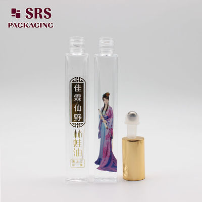 comprar GB2-10ml Contenedor de bola de cristal de perfumes de vidrio de rodillo cuadrado vacío con patrón de impresión 3d Fabricación en línea