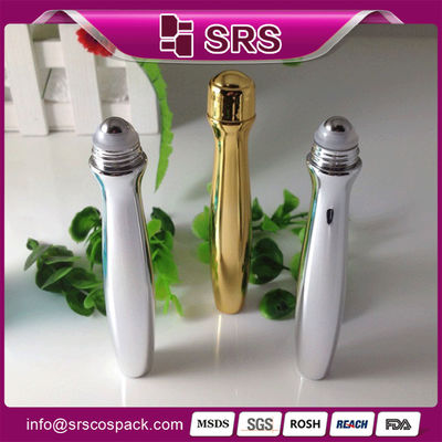 Contenedor roll-on de plástico de 15 ml con tapa Aulinum para cuidado personal, rodillo de acero inoxidable