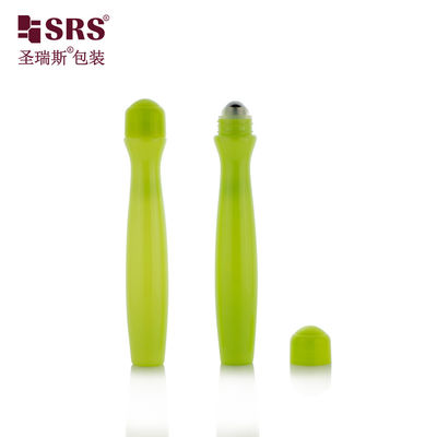SRS8447-15ML Botella de perfume verde aguacate con aplicador roll-on y forma de cintura curvada