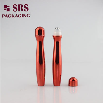 SRS8447-15ML Rollo de plástico vacío rojo brillante y elegante en botella con impresión