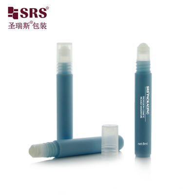 RPPH-8ML Contenedor de tubo azul helado brillante de fábrica con aplicador de bola de rodillo de plástico para envases de gel calmante
