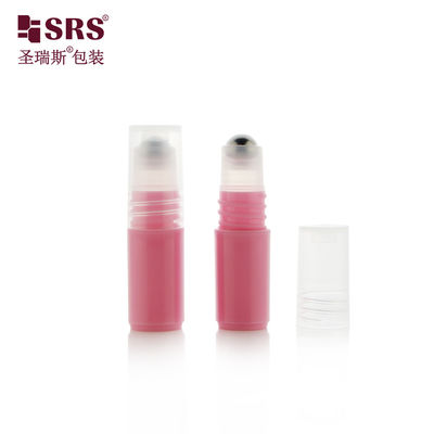 Botellas de prueba de muestra de tamaño mini de color rosa sandía RPPH-3ML con tapa delgada de bola rodante de metal para perfume de tamaño de viaje
