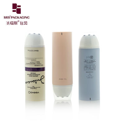 Tubo cosmético suave ovalado plano personalizado azul humo D50mm con aplicador de rodillo