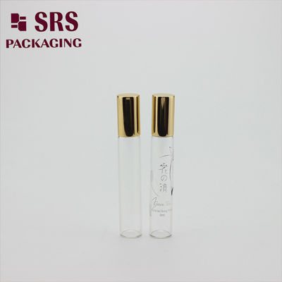 SRS vacía el rollo de perfume de vidrio transparente de 8 ml en botella con tapa de aluminio dorado
