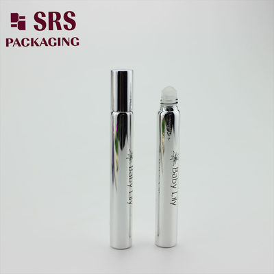 SRS botella vacía de bola de vidrio plateado de 15 ml con tapa de aluminio plateado