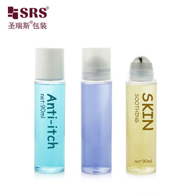 Botella aplicadora de rodillo de acero PET transparente de 30-90ML para gel refrescante