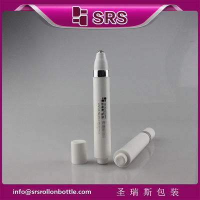 Botella roll-on de sérum para ojos SRS de 15 ml, color blanco, vacía, con sistema de presión sin aire