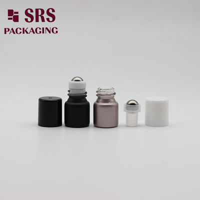 SRS vacía la mini bola cosmética del rodillo de la botella de cristal del color negro 1ml