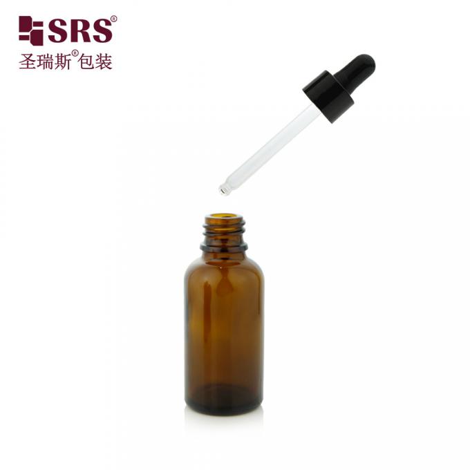 Botella con cuentagotas de vidrio de aceite esencial anti-acné con tratamiento de cuentagotas de plástico PP 4